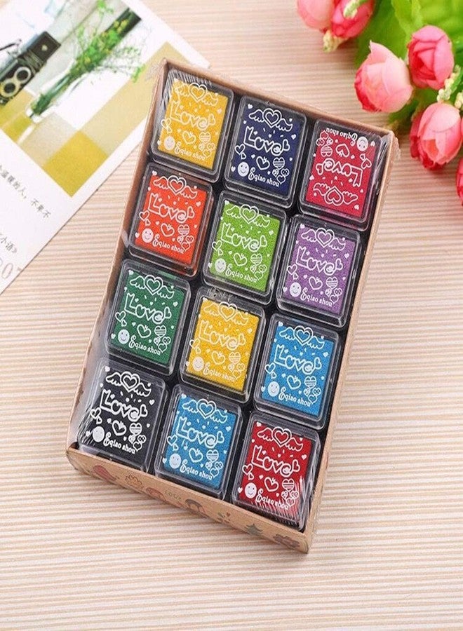 KRAFTMASTERS� Stamp Pads, Craft Ink Pad Stamps for Rubber Stamps, Paper, Scrapbooking, Wood Fabric, Best Gift for Kids (Pack of 12) - Image 1